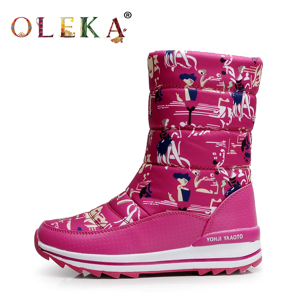 Женские ботинки на платформе OLEKA черные теплые с круглым носком из