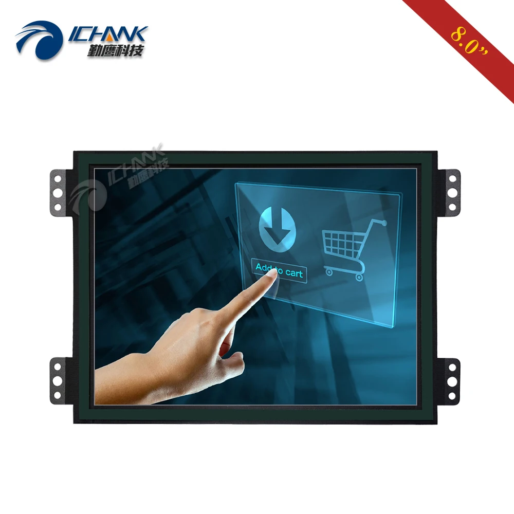 

8" inch Monitor 1024x768 Full View IPS HDMI-in USB Embedded Open Frame Driver Free Capacitive Touch Screen Display ZK080TC-LRD2