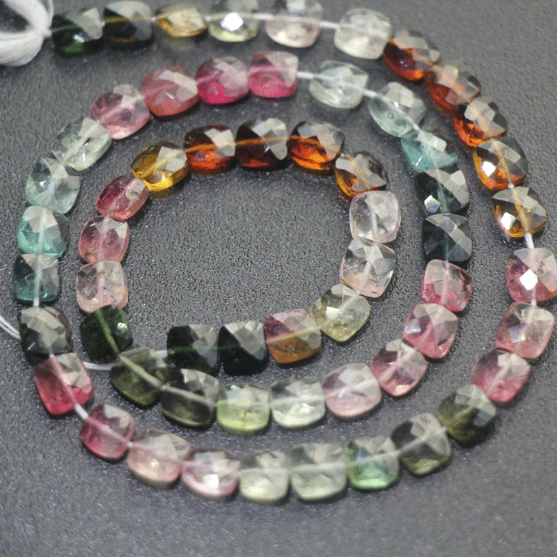 13 6 дюймовая нить супер тончайшая мульти турмалиновая граненая квадратная форма
