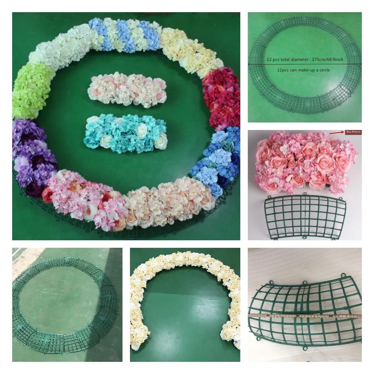 12 pcs Flower Garland Plastic Bent Sub-Rack Arches Floral Bouquet Circle Holder Frame For Wedding Birthday Party Backdrops Decor