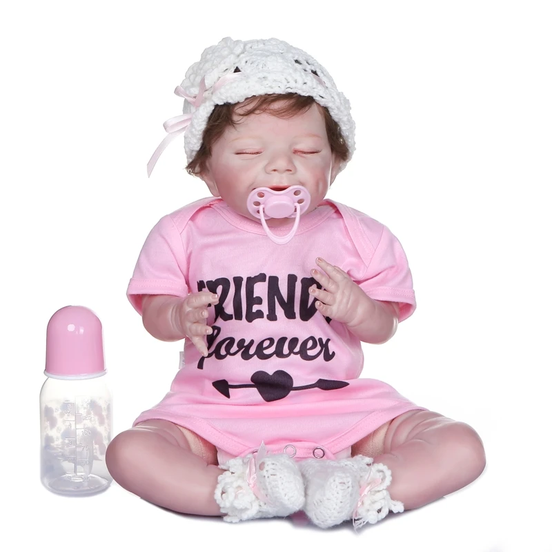 

2021 New 53cm Realistic Doll Soft Body Vinyl Toddler Babies Lifelike Girl Toy Pacifier