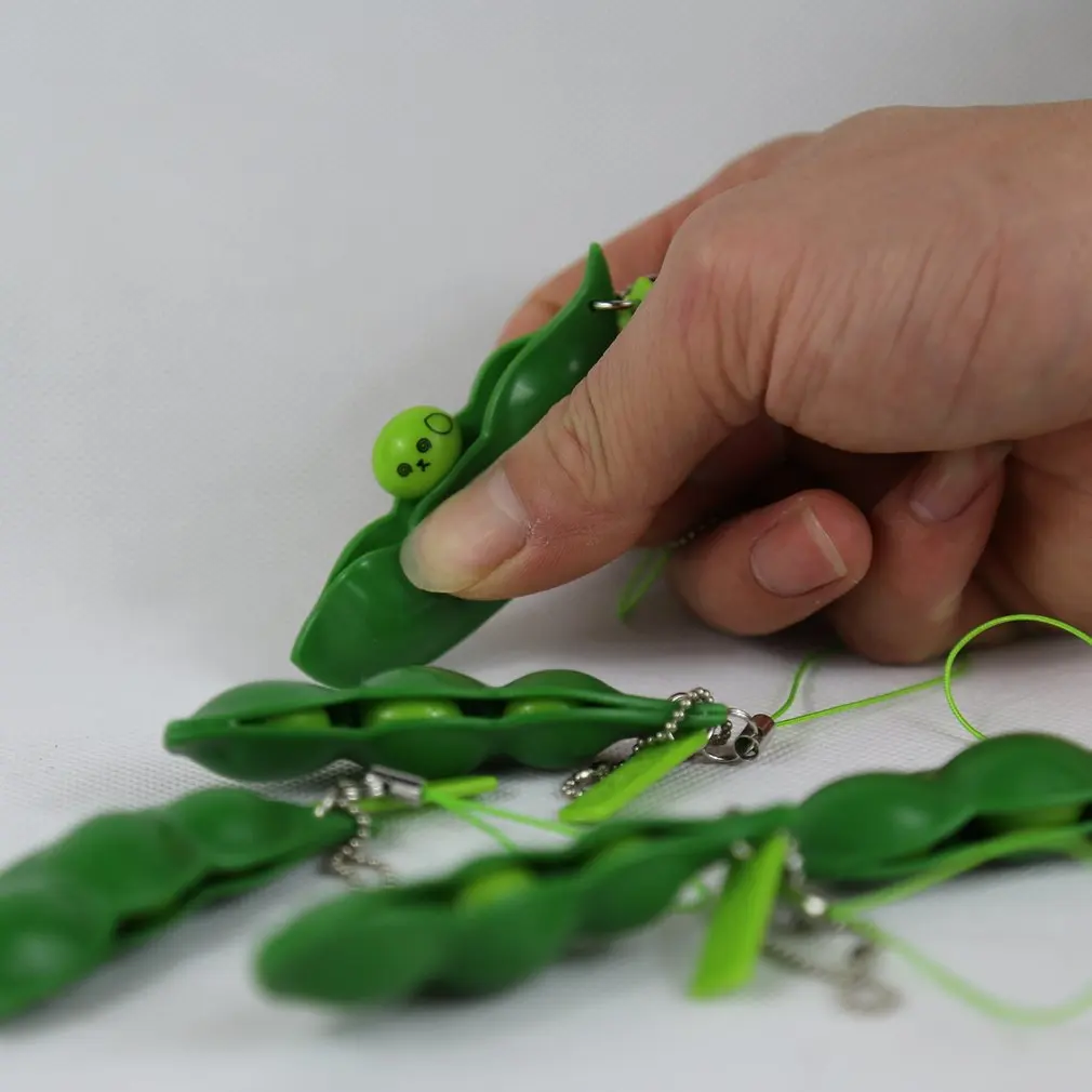 1 шт. забавные Edamame штранг-прессования Горох Фасоль брелок игрушки игрушка для