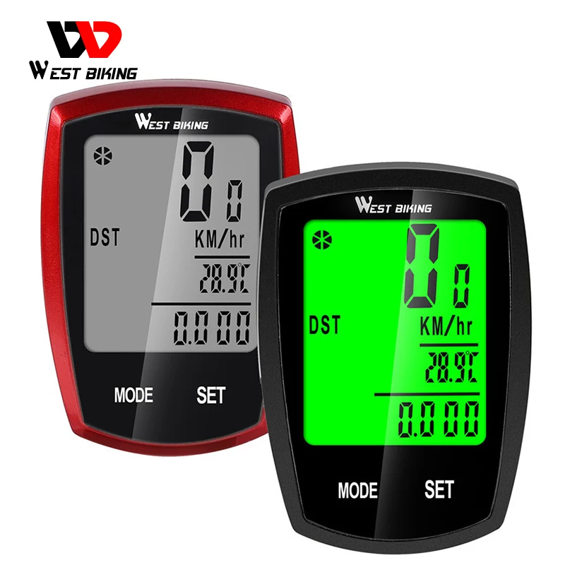 

WEST BIKING Bike Computer Wireless Wired Speedometer Odometer Waterproof LCD Backlight Cycling MTB Bicycle Computer Stopwatch