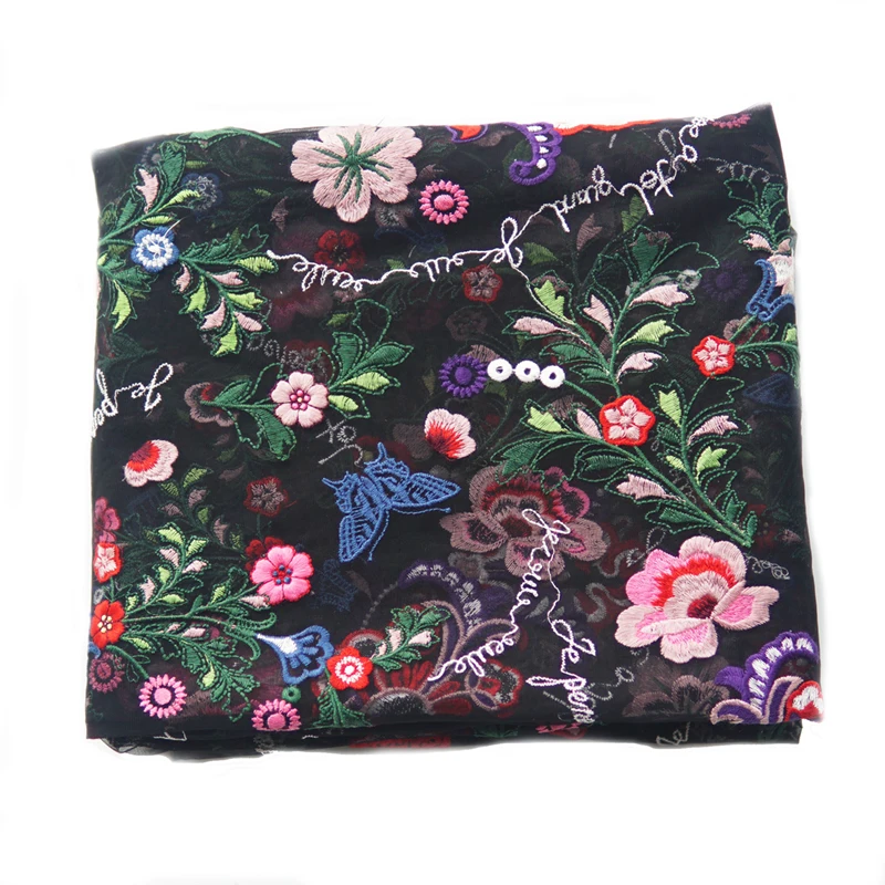 High quality black bottom soft mesh lace fabric Retro Butterfly Embroidery tissus clothing handmade DIY tissu | Дом и сад