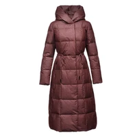 womens 90 white duck down coat in winter warm high quality slim hooded female long down coat new fashion ladies overcaot n405