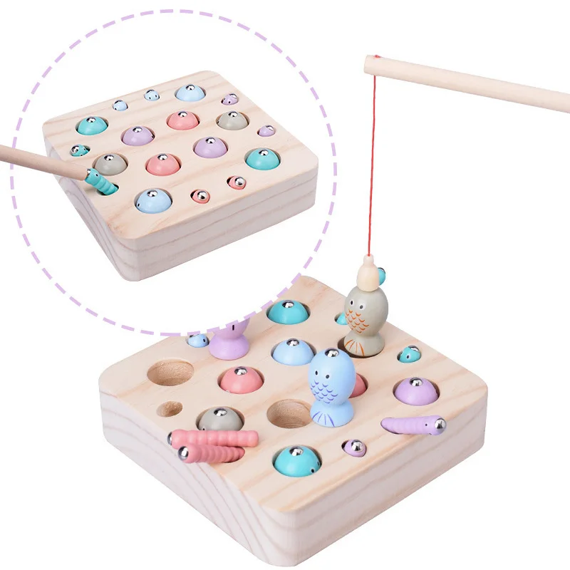 Деревянные цифровые магнитные наборы рыболовных игрушек 3d захват насекомых