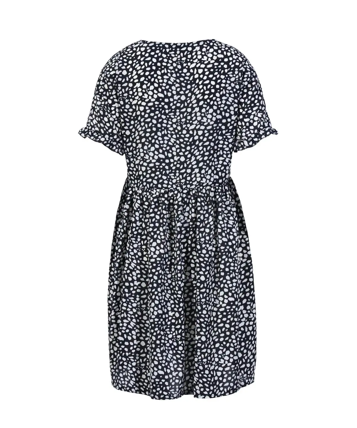 

2020 Summer Dress Women Floral Printed Pleated Dress Butterfly Short Sleeve Casual Loose Mini Dress V-Neck Ladies Dress Clothes