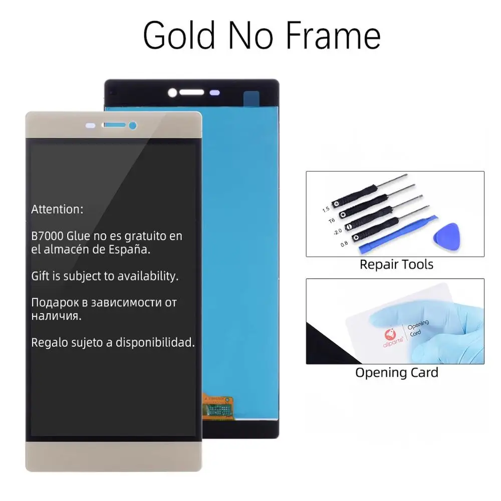 Дисплей для HUAWEI P8 GRA L09 gra-l09 gra-ul10 LCD в сборе с тачскрином на рамке 5.2'' черный белый золото - Цвет: Gold No Frame