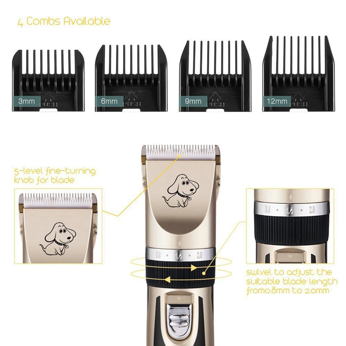 Professional Pet Dog Hair Trimmer Animal Grooming Clippers Cat Cutter Machine Shaver Electric Scissor Clipper 110-240V EU/US/UK | Дом и сад