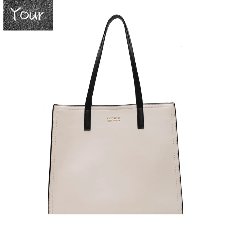 

Large Capacity PU Leather Shoulder Shopper Bag for Women 2021 Fashion Solid Color Tote Bag Luxury Handbags Women Bags Designer