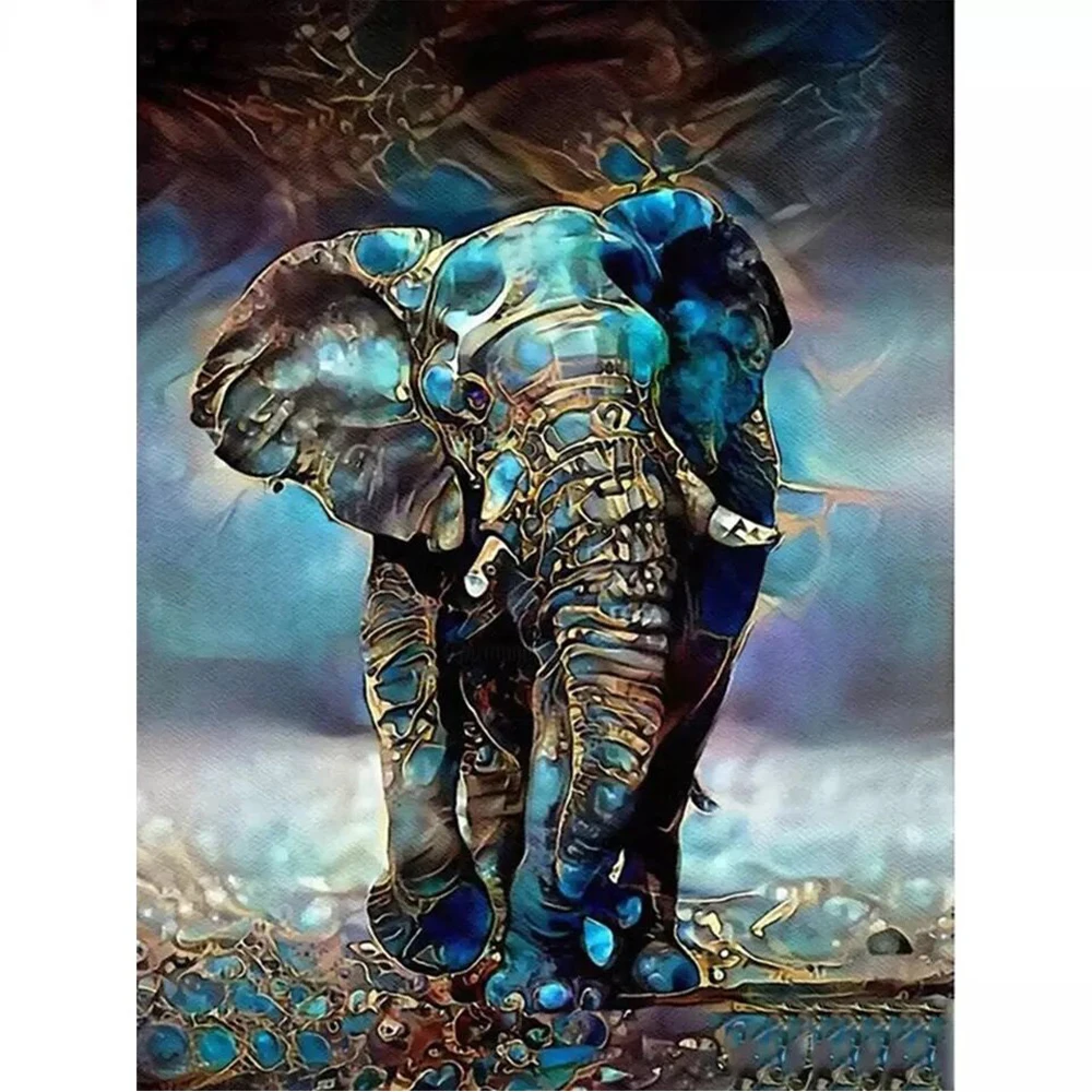 

Full 5D DIY Diamond Painting Animal Embroidery Cross Stitch Kit Sapphire Elephant of Rhinestones Handmade Mosaic Home Decor Gift