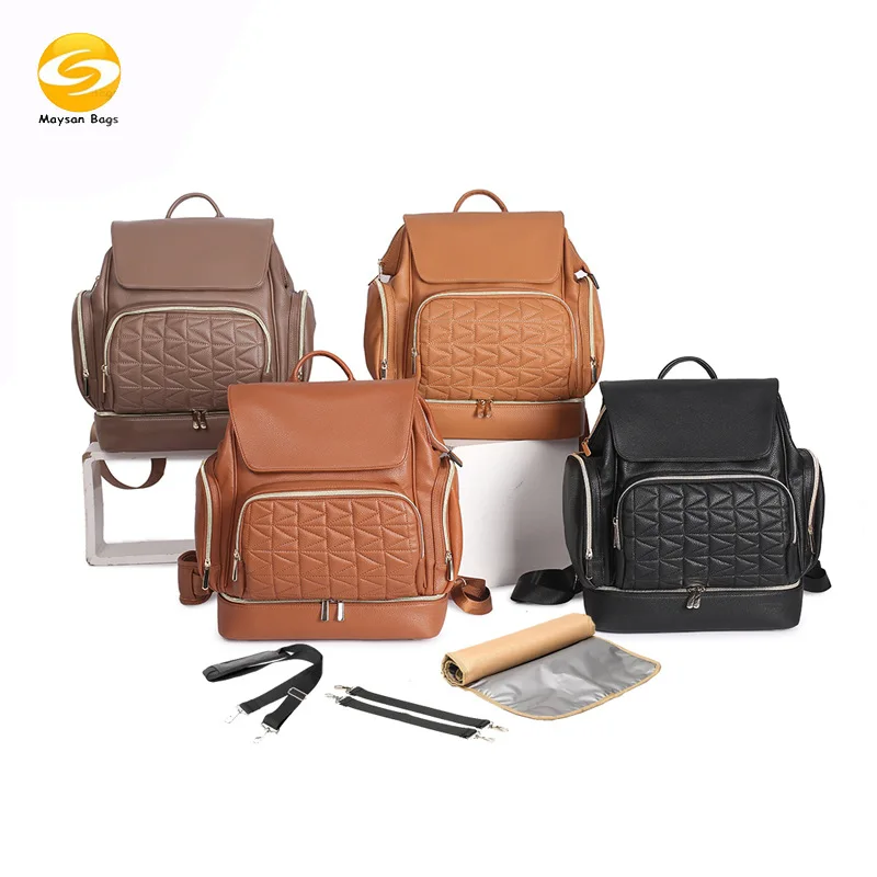 2021 new mommy bag Factory direct supply PU mommy backpack Maternal and baby bag Hot sale leather mommy bag shoulders