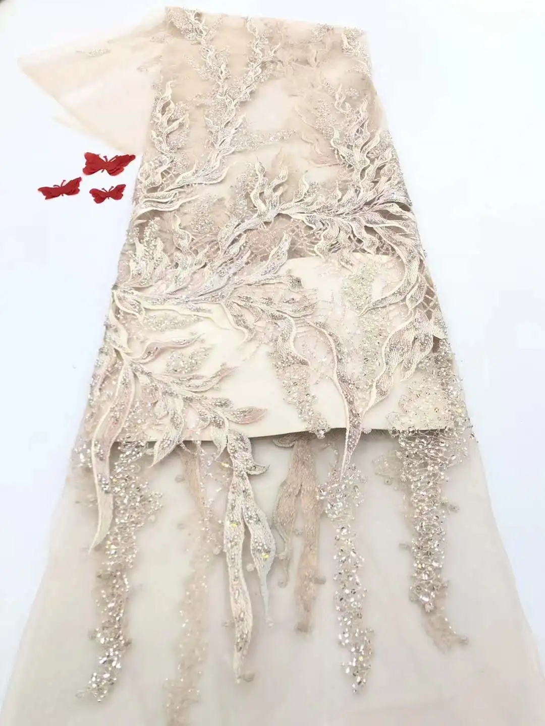 

African lace fabric 2020 high quality lace embroidery Nigeria French lace fabric, sequin party dress FJ3927