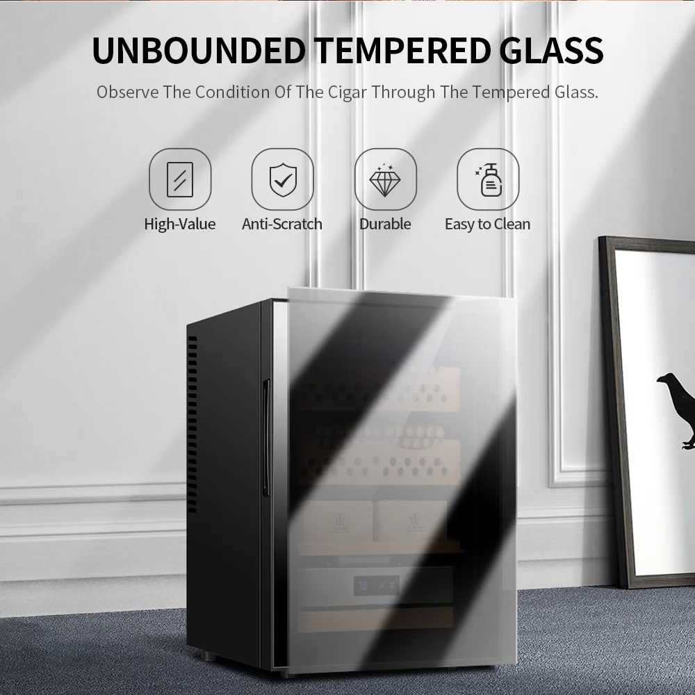 Humidificador de madera de cedro espa&ntilde;ol, refrigerador el&eacute;ctrico para cigarros, vino, gabinete para t&eacute;, humectante, sin ruido, ahorro de energ&iacute;a-4