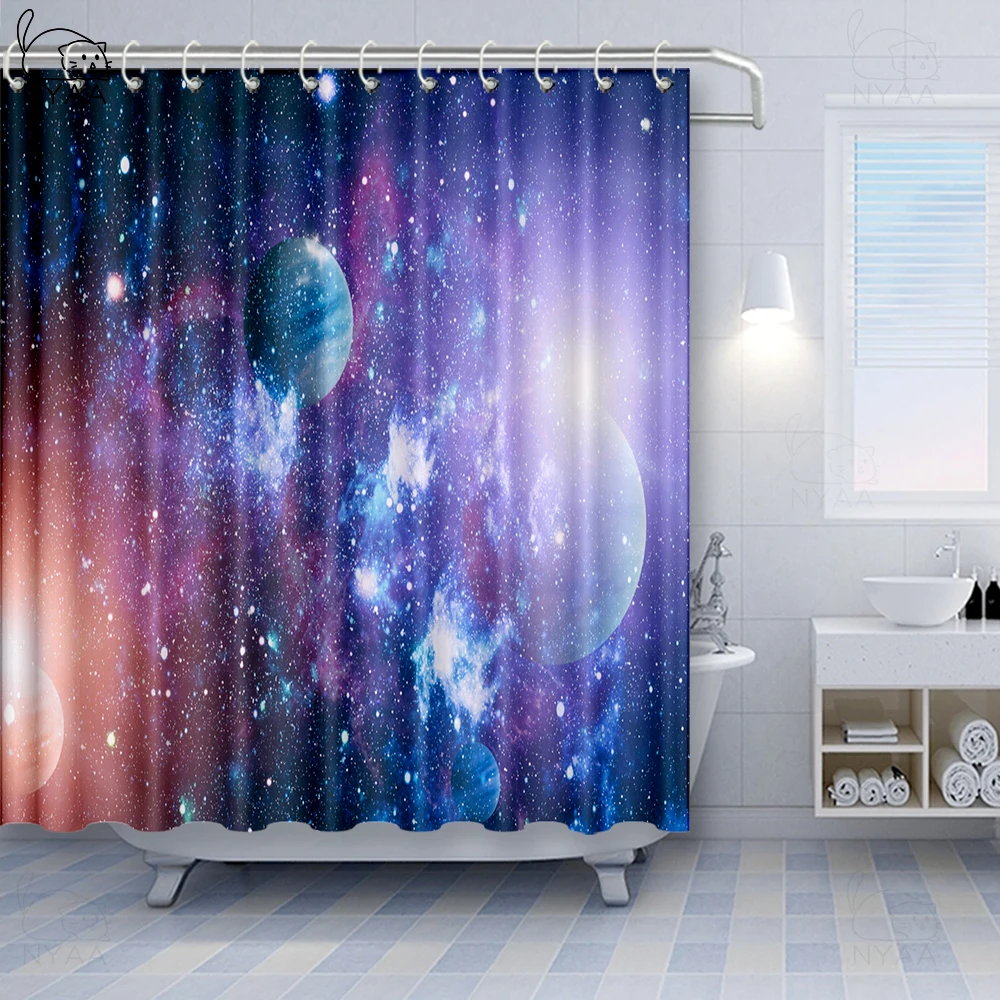 Современная занавеска для душа с изображением галактики ночного звездного неба