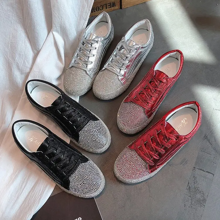 

2020 new fashion rhinestone Korean version of Harajuku style wild casual flat shoes women