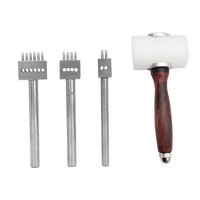 new leather carving hammer mallet punch tool kitwooden handle nylon hammer spacing hole puncher4 mm for diy leather work