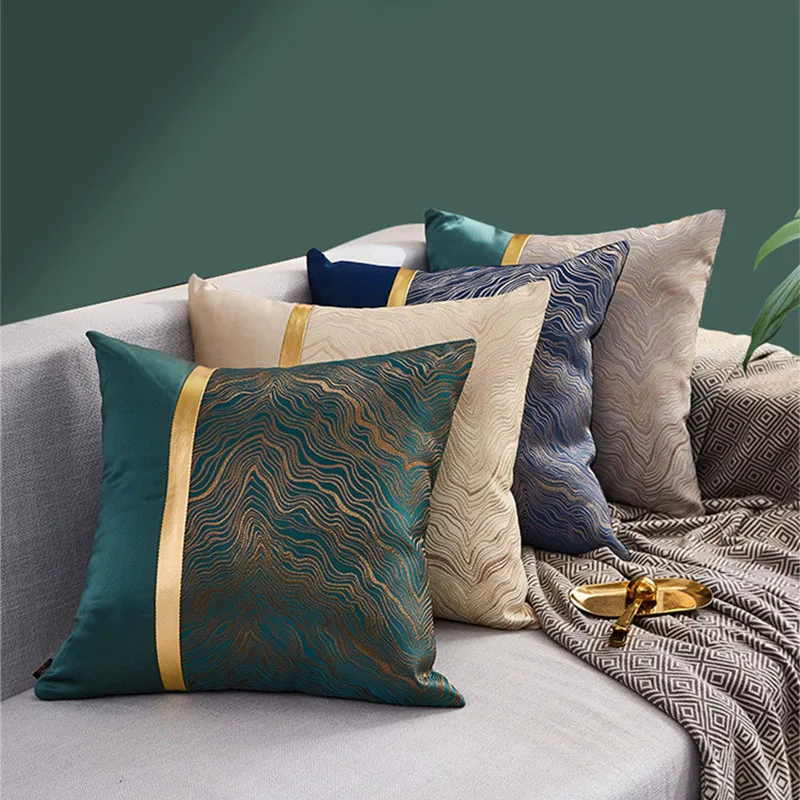 

Luxury Striped Pillowcase Simple Home Bronzing Sofa Cushion Cover 45x45cm Car Soft Fabric Lumbar Pillow Cases Bedside Decorative