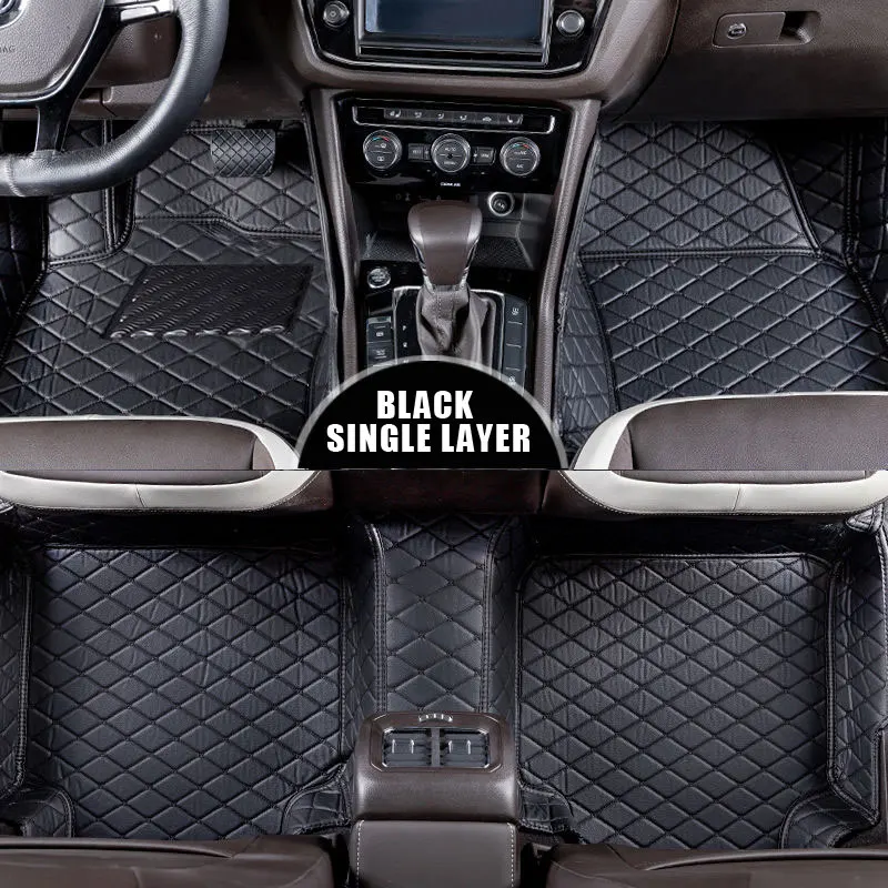 single black black Кожаные автомобильные коврики на заказ для TOYOTA Avensis 2003- Автомобильный Ковер водонепроницаемые автомобильные аксессуары - Название цвета: single black black