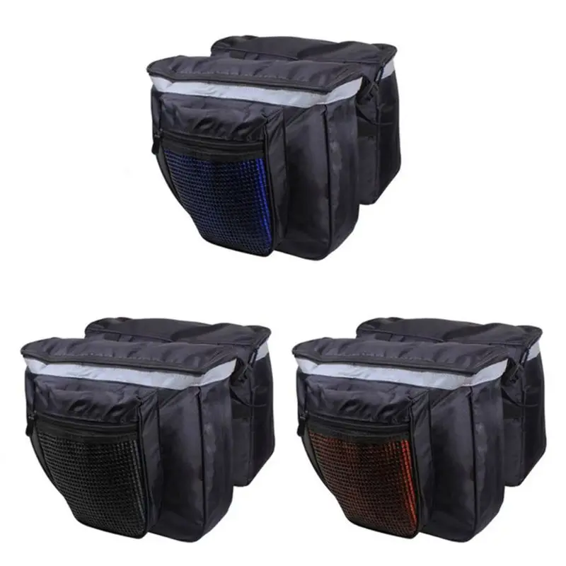 

Road Bike Rear Carrier Frame Bag Bicycle Panniers with Reflective Trim and Large Pockets Practical Storage Carrying riding tool