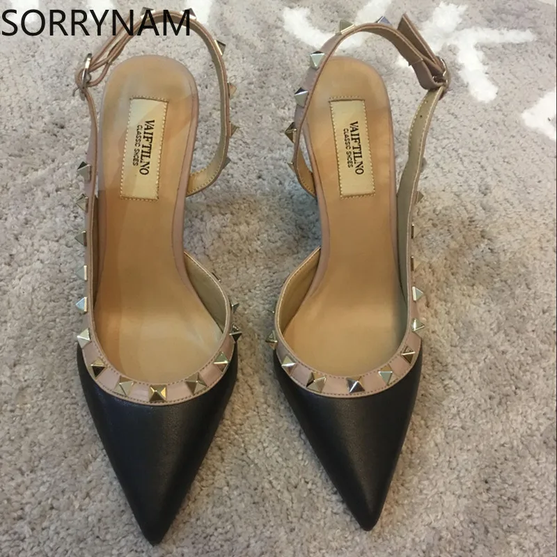 

Women's shoes rivets sandals female summer 6CM/10CM Thick with Fine with high-heeled shoes pointed stiletto sexy nightclub shoes