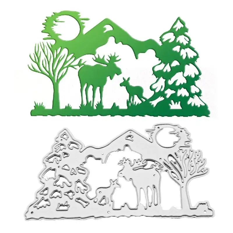 С животным оленем дерево Трафаретный вырубной штамп торт украшения металла