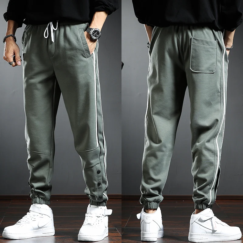 Штаны спортивные мужские с полосками сбоку мешковатые на осень | Мужская одежда