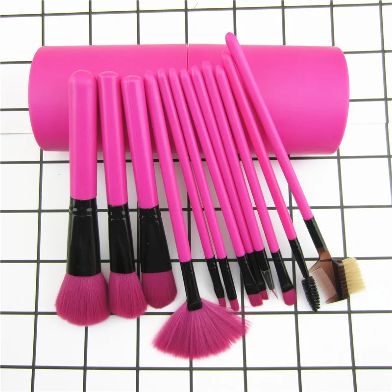 

12pcs professional private Label kabuki cosmetic Make Up Brush makeup brush set with cylinder case