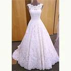 Кружевное свадебное платье, белое, с круглым вырезом и открытой спиной