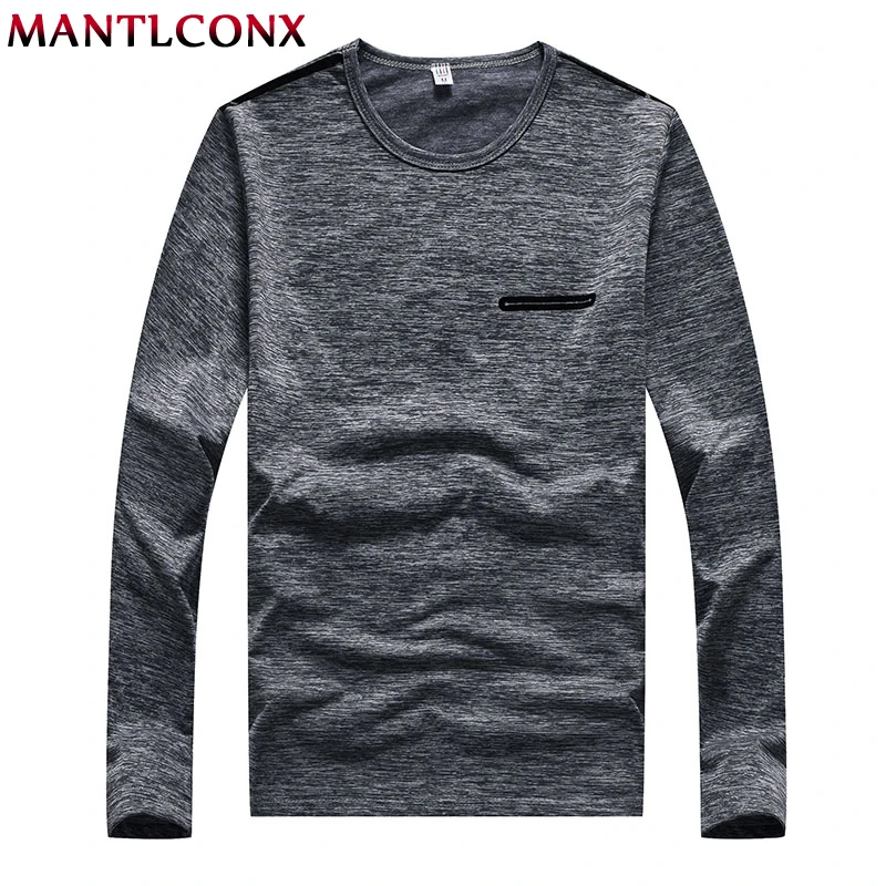 MANTLCONX NEW Trendy Autumn Men T Shirt Long Sleeve Casual Slim Men's Basic Tops Tees Stretch T-shirt Comfortable Tee Male | Мужская