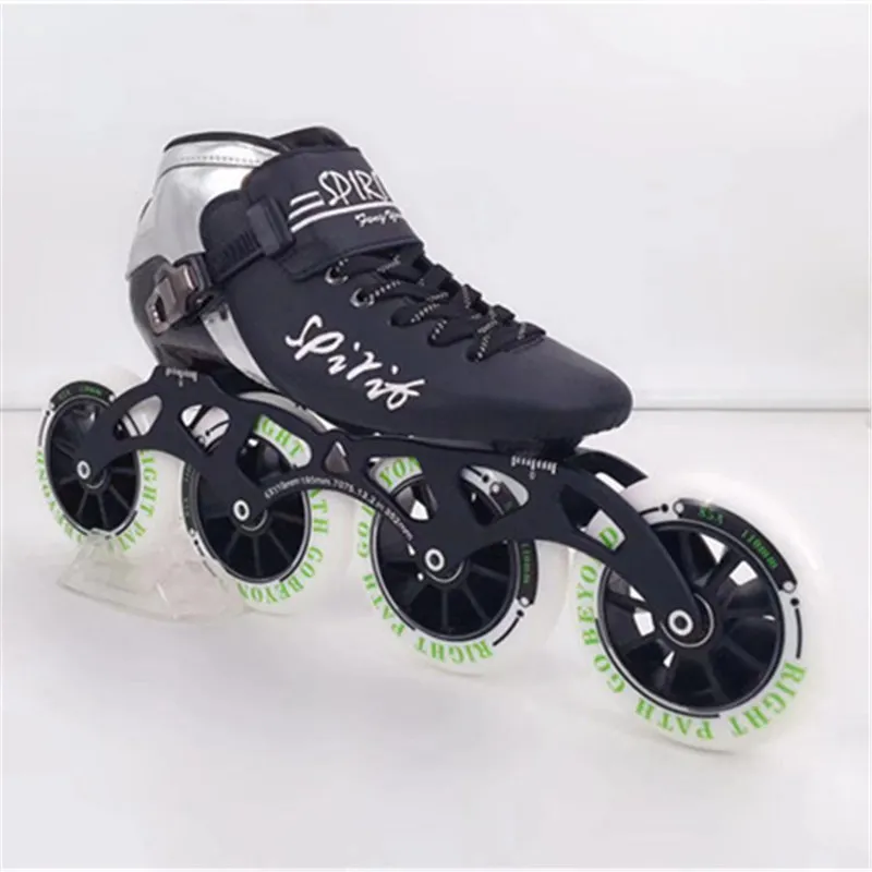 Black 4 wheel skates Углеродное волокно встроенные скоростные коньки Patines 3 4 колеса профессиональная гоночная обувь для марафона асфальта наземного дорожного катания 85A30-45 - Цвет: Black 4 wheel skates