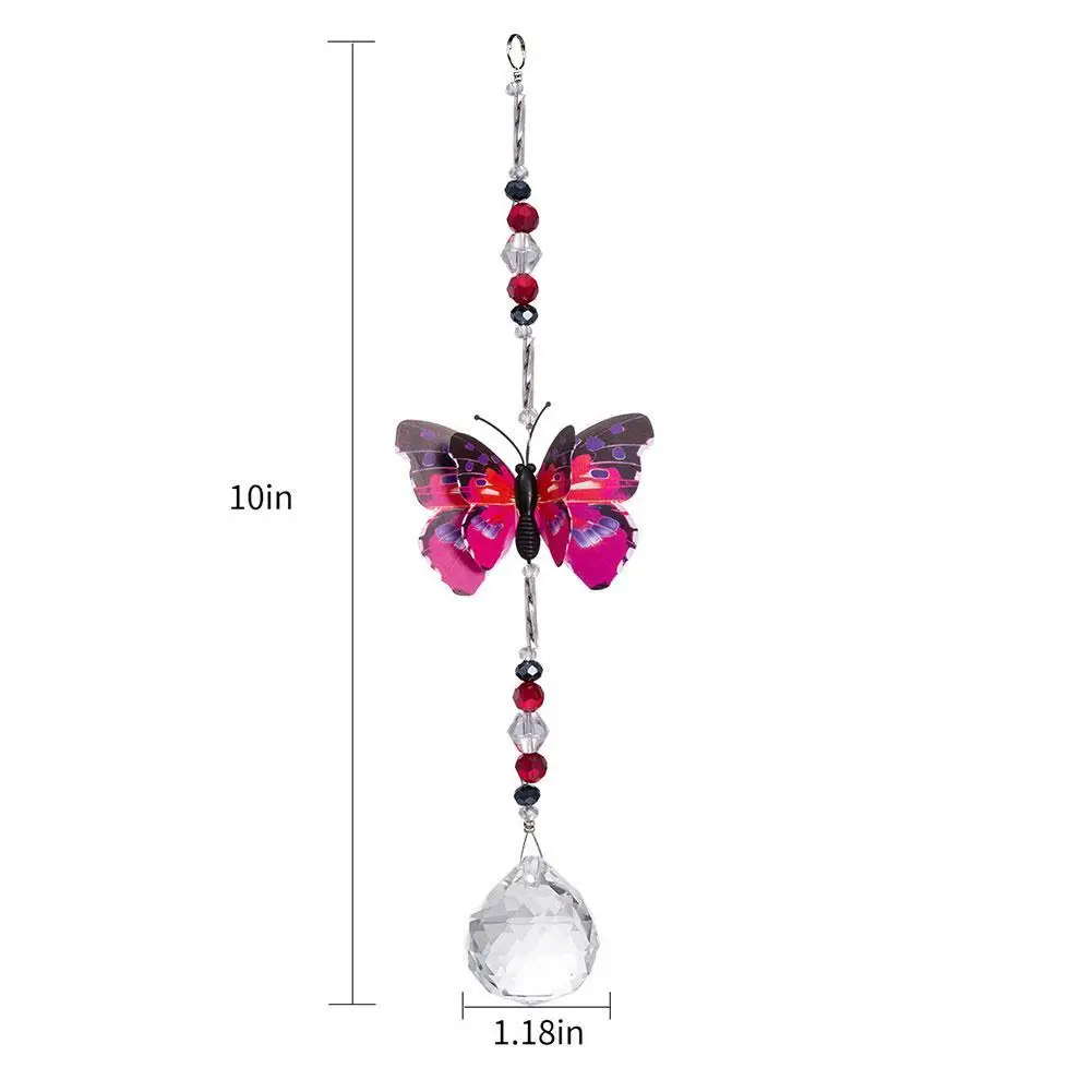 

New Crystal Suncatcher Pendant Butterfly Rainbow Maker Hanging Chimes Car Garden Rearview Decoration Mirror Gift Window Orn G0Z4