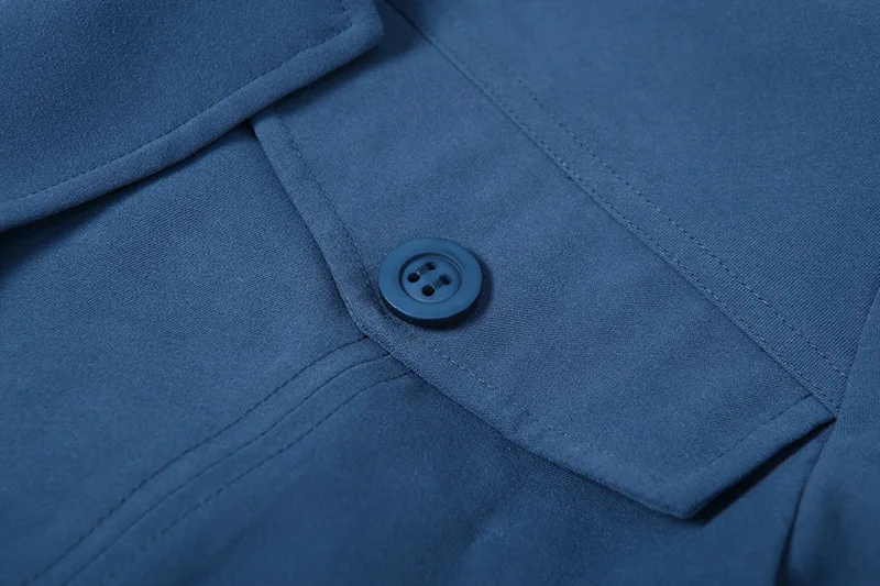 Женский Осенний Блейзер голубой неправильной формы с английским воротником