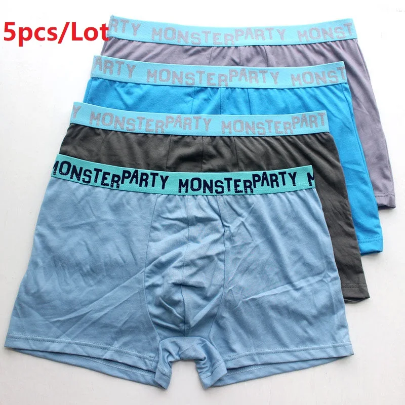 Трусы-боксеры мужские 100% хлопок дышащее нижнее белье однотонные 5 шт./лот |