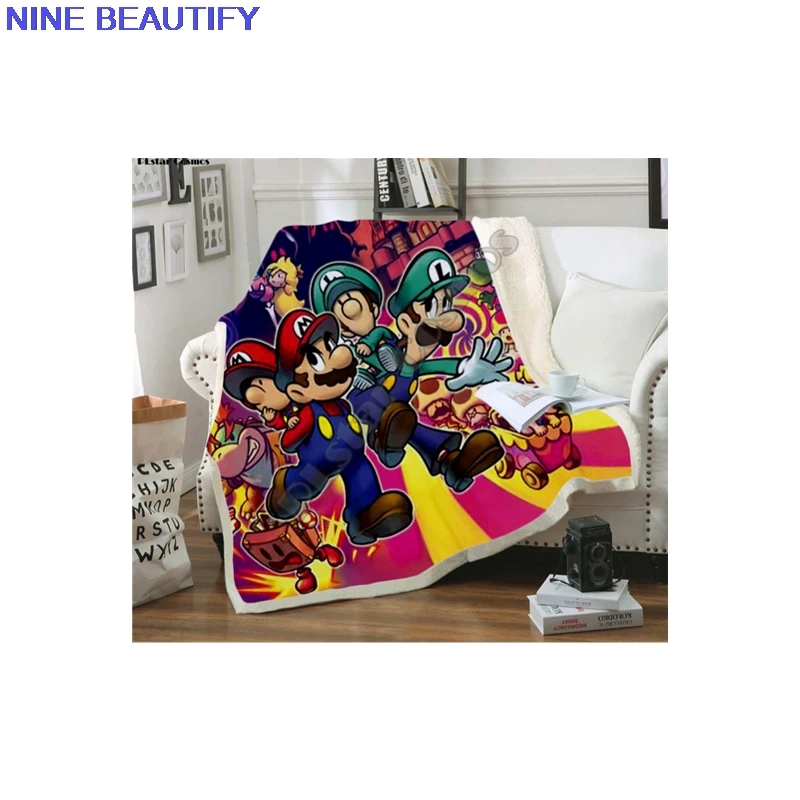 

2021 Super Mario Cartoon Blanket Design Flannel Fleece Blanket Printed Children Warm Bed Throw Blanket Kids Blanket style-2