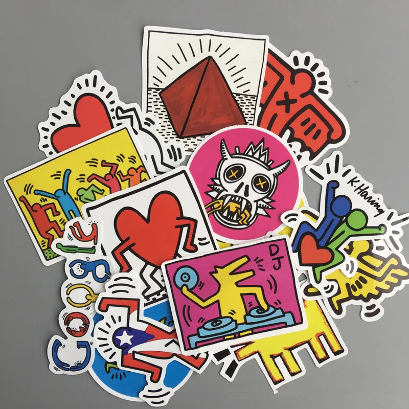 14pcs 14 шт./лот, наклейка Keith Haring s для сноуборда, ноутбука, багажа, автомобиля, холодильника, автомобиля, Стайлинг, наклейка Pegatina - Цвет: 14pcs
