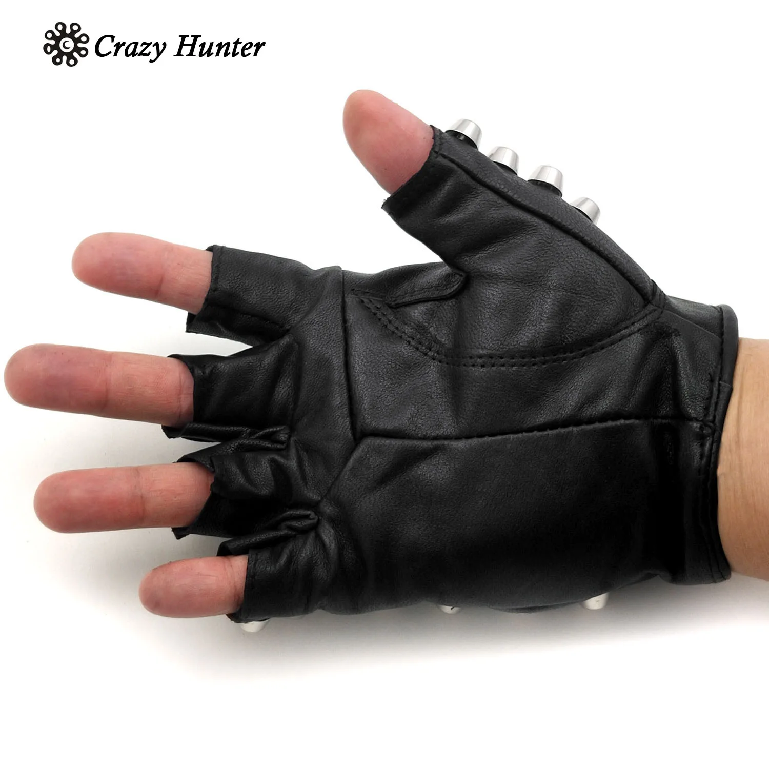 Стильные кожаные перчатки без пальцев с заклепками для ежа мужские байкерские