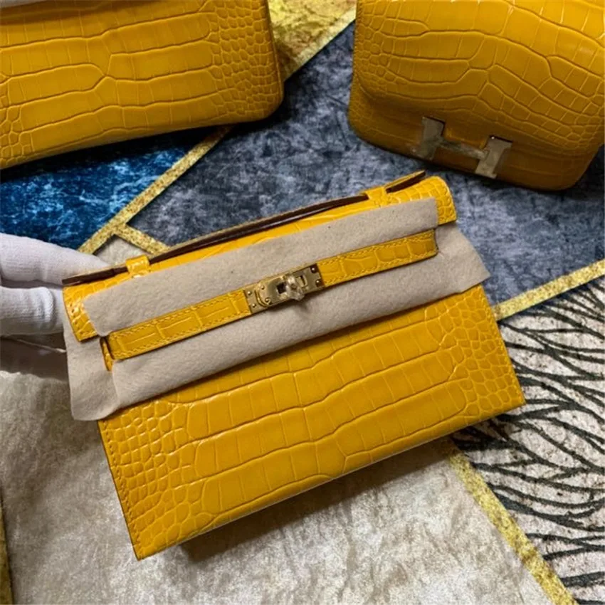 

New Handmade wax line h family mini bag crocodile grain cowhide women's bag handbag hand bag