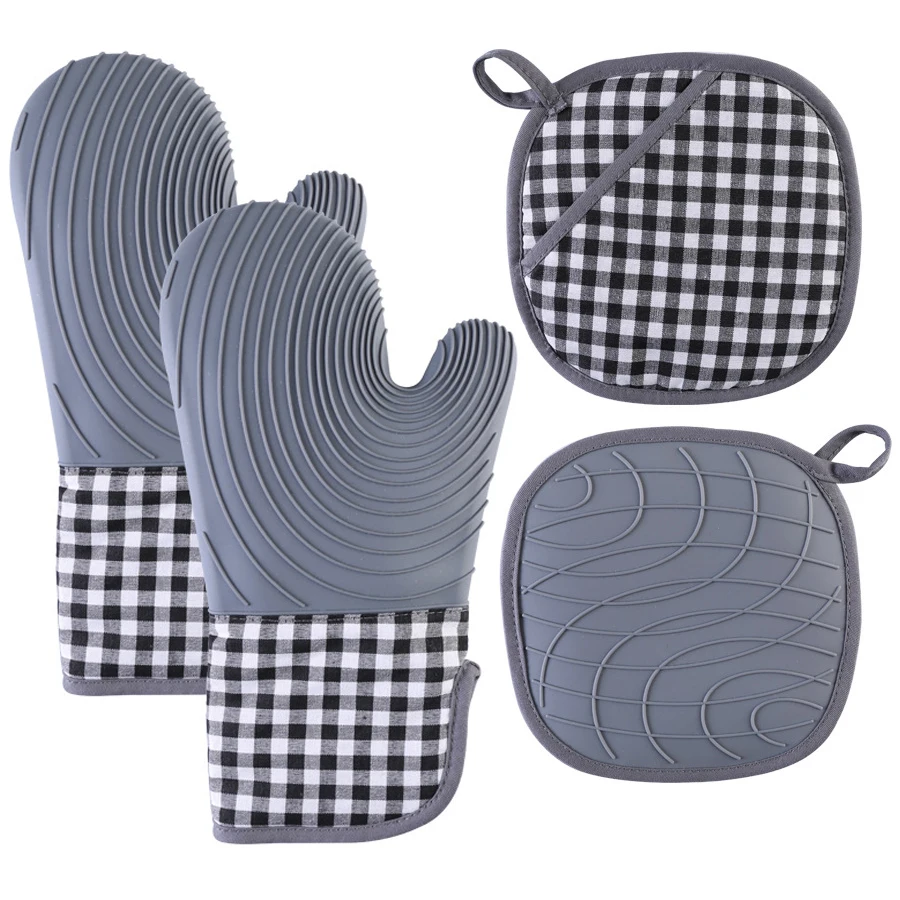 

Leeseph Oven Mitts and Pot Holders Set, Advanced Heat Resistance, Non-Slip Textured Grip, for Kitchen, Baking, BBQ