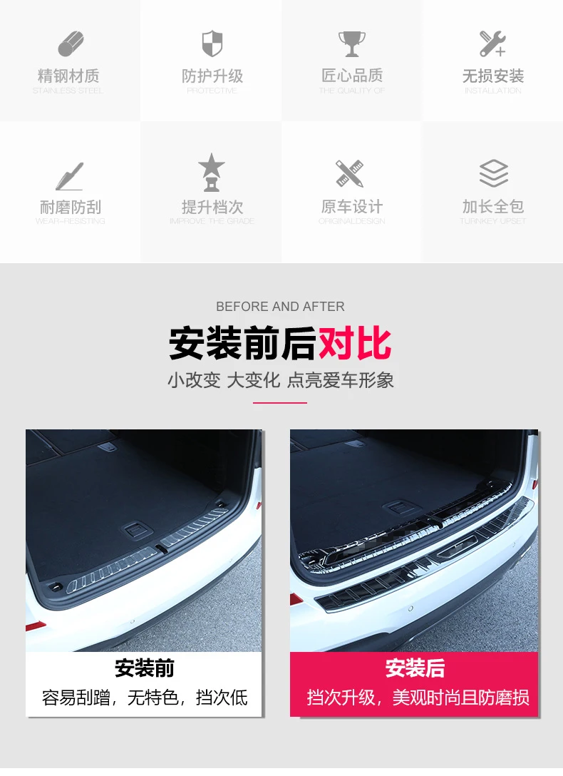 

Car accessories For BMW X3 2018- 2021 Stainless Steel Rear Trunk Boot Bumper Guard Plate Protector Molding Trim