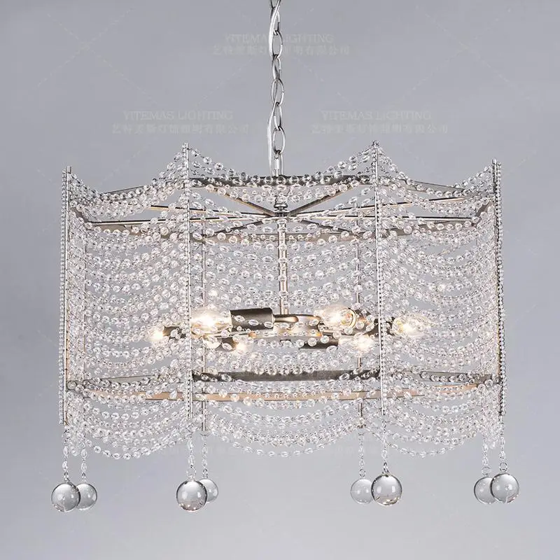 Французская хрустальная люстра с 3 лампочками уникальная дизайнерская бусинами