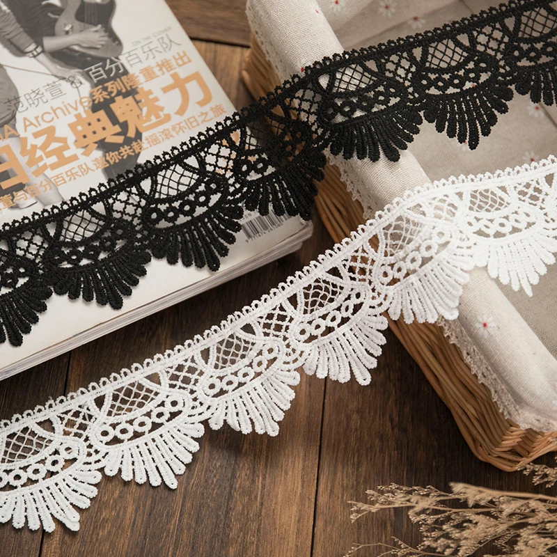 Кружевная лента шириной 6 см 2 ярда в партии черно-белая ажурная кружевная отделка