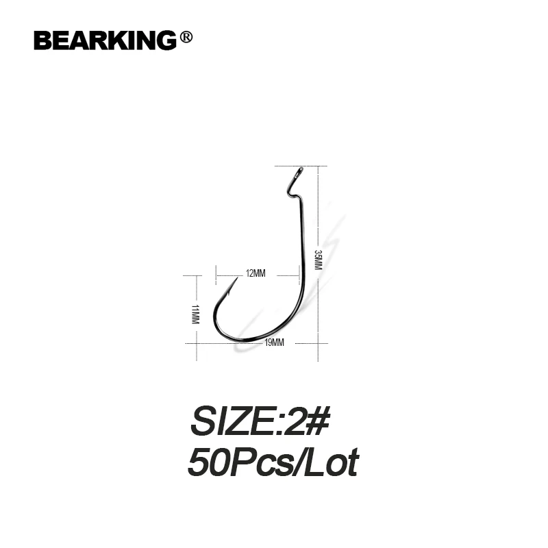 BEARKING 50 шт. в наборе рыболовные мягкие крючки для Червяков высокоуглеродистой стали широкий суперзамок рыболовные крючки мягкие блесна Крючки приманки снасти - Цвет: 2