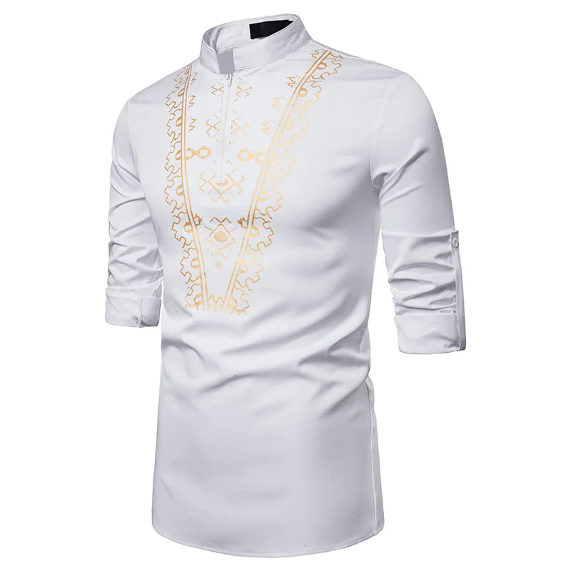 58 white Повседневная рубашка мужская одежда Рубашки Африканский стиль chemise homme модные camisa masculina Фитнес рубашка с принтом - Цвет: 58 white