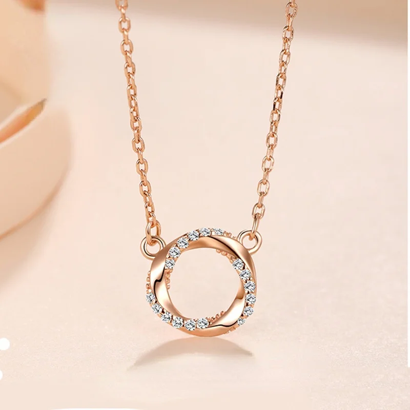 

Mobius Ring 925 Sterling Silver Necklace Female Light Luxury Style Niche Design Sense Rose Gold Clavicle Chain New