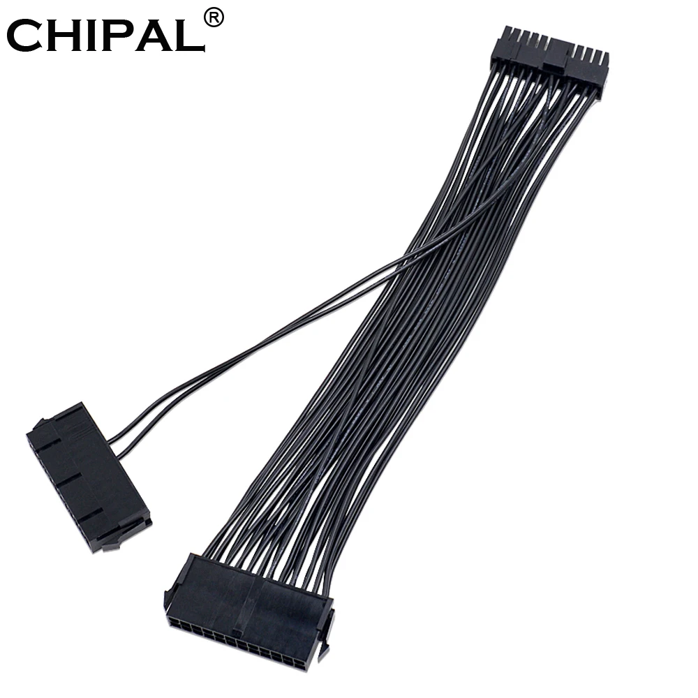 CHIPAL 30 см двойной PSU кабель удлинитель ATX 20 + 4 24Pin источник питания синхронизация