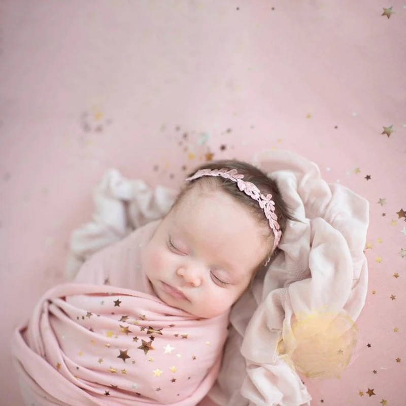 

40JC Newborn Photography Props Blanket Baby Swaddling Starry Wrap Sleeping Bag Backdrop Infants Photo Shooting Accessories