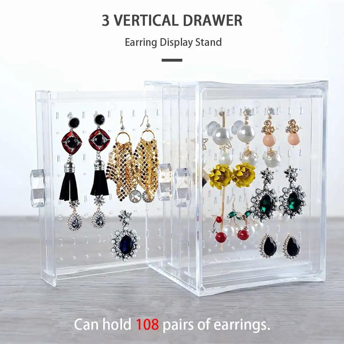 

Fashion Acrylic material Jewelry Display Holds Up Earrings Earring Holder And Jewelry Organizer Earring Showcase Stand Box