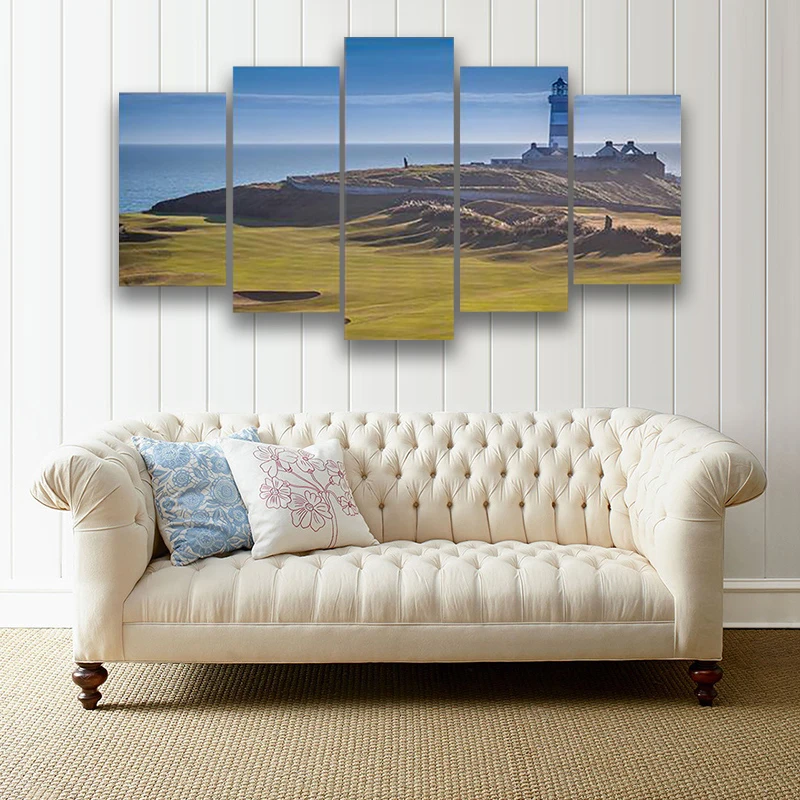 

5 Piece Wall Art Canvas Painting Head Golf Old Kinsale Ireland Gaming Poster Modern Home Decoration Pictures Modular Frame