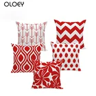 Скандинавские подушки, красные, белые декоративные бархатные геометрические подушки, чехлы для домашнего декора, чехол для подушки, чехол для дивана 45x45cm